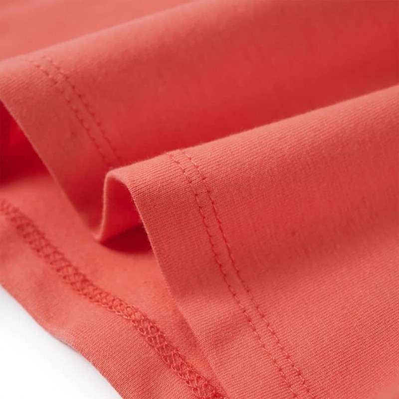 Korall színű fodros ujjú gyerekpóló 104