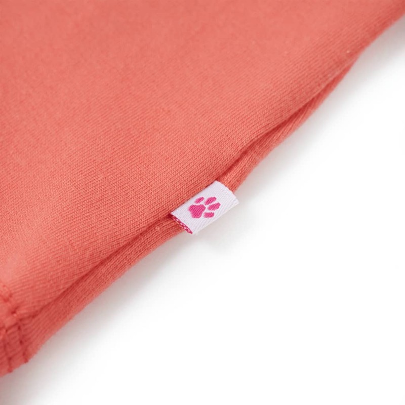 Korall színű fodros ujjú gyerekpóló 116