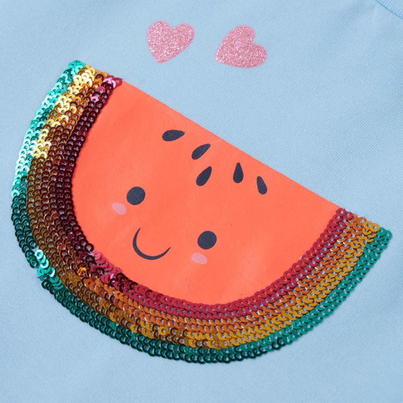 Világoskék fodros ujjú gyerekpóló 128