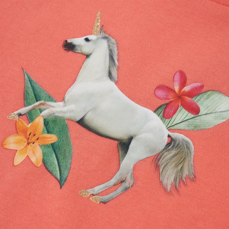 Korall színű fodros ujjú gyerekpóló 104