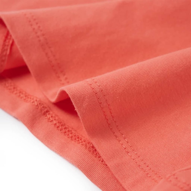 Korall színű fodros ujjú gyerekpóló 140