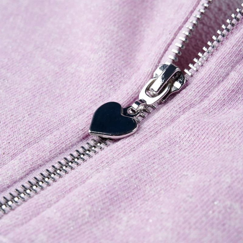 Vegyes lila kapucnis gyerekpulóver cipzárral 116