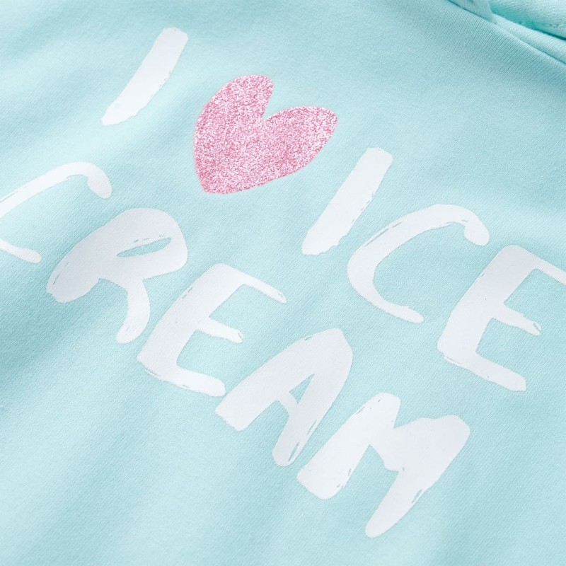 Világoskék kapucnis gyerekpulóver 140