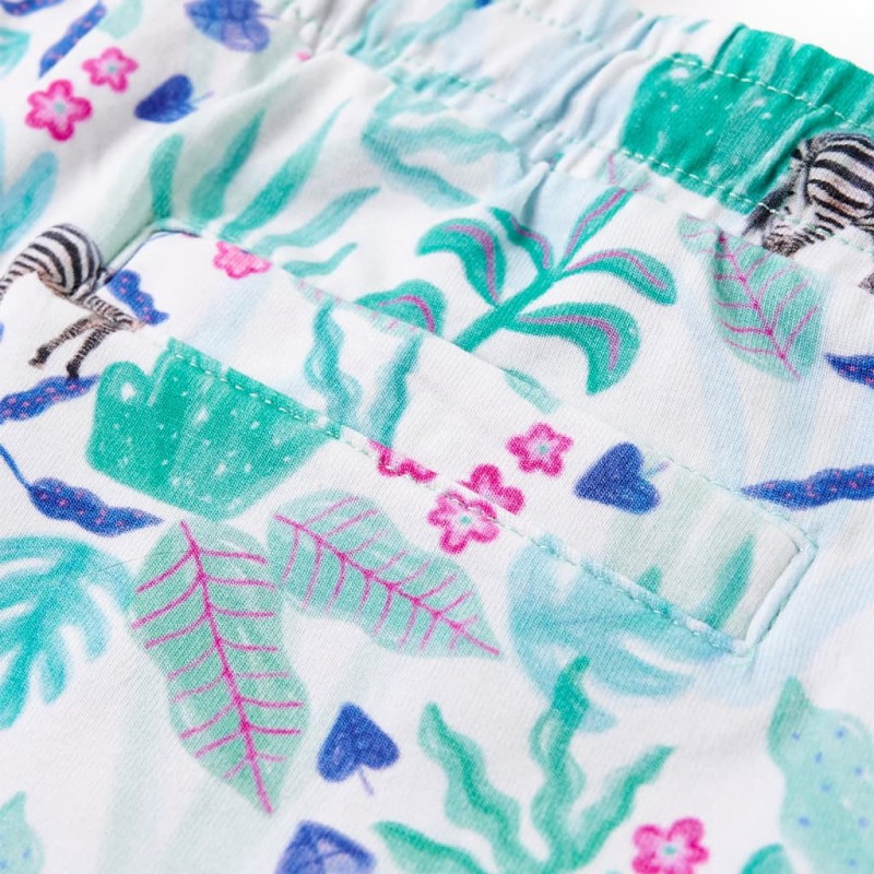 Ekrü és sötétmenta színű gyerekrövidnadrág húzózsinórral 92