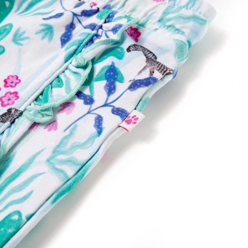 Ekrü és sötétmenta színű gyerekrövidnadrág húzózsinórral 104