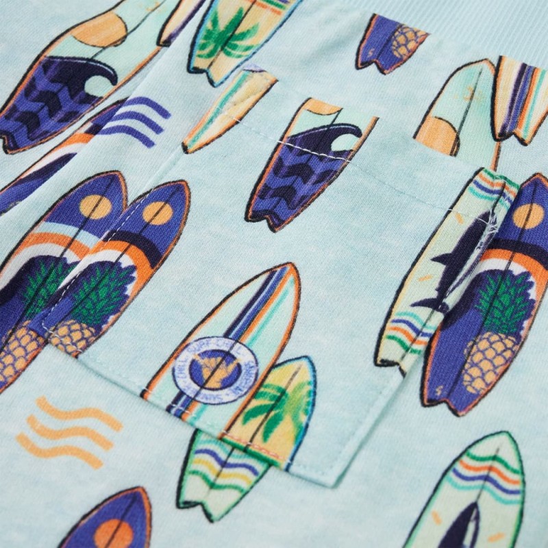 Halvány kék melange gyerekrövidnadrág húzózsinórral 92