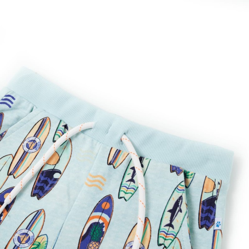 Halvány kék melange gyerekrövidnadrág húzózsinórral 116