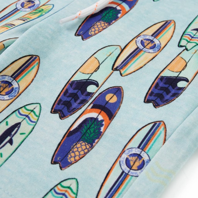 Halvány kék melange gyerekrövidnadrág húzózsinórral 128