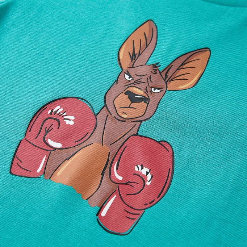 Sötét mentaszínű rövid ujjú gyerekpóló 140