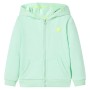 Élénkzöld kapucnis gyerekpulóver cipzárral 140