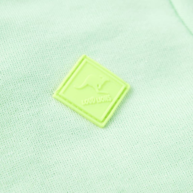 Élénkzöld kapucnis gyerekpulóver cipzárral 140