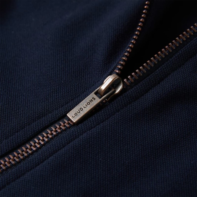 Tengerészkék gyerekpulóver cipzárral 140