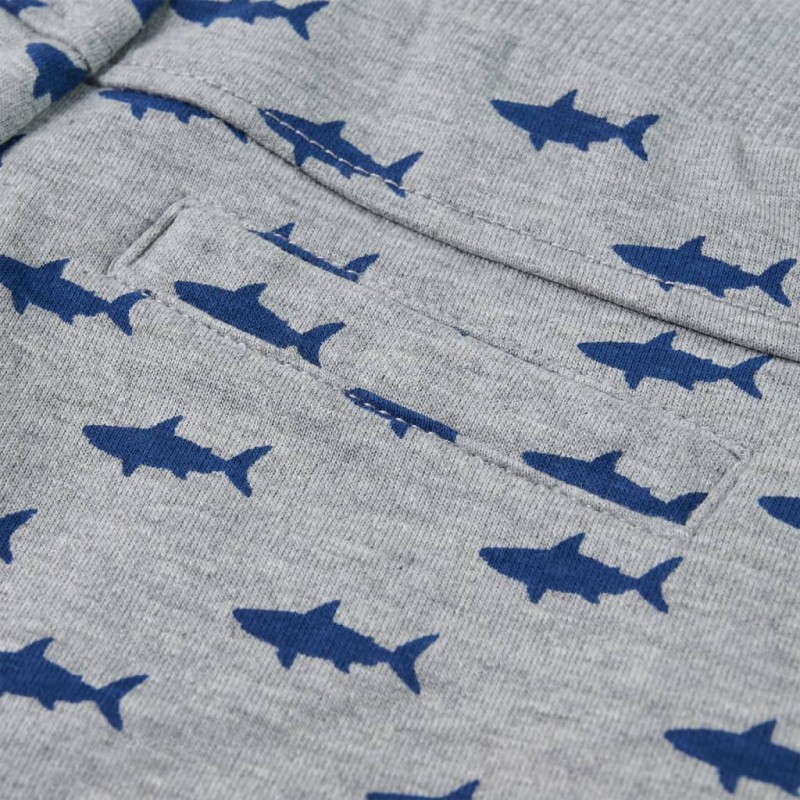 Világosszürke melange gyerekrövidnadrág húzózsinórral 128