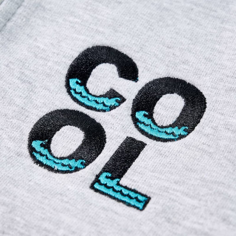 Szürke kapucnis gyerekpulóver cipzárral 116