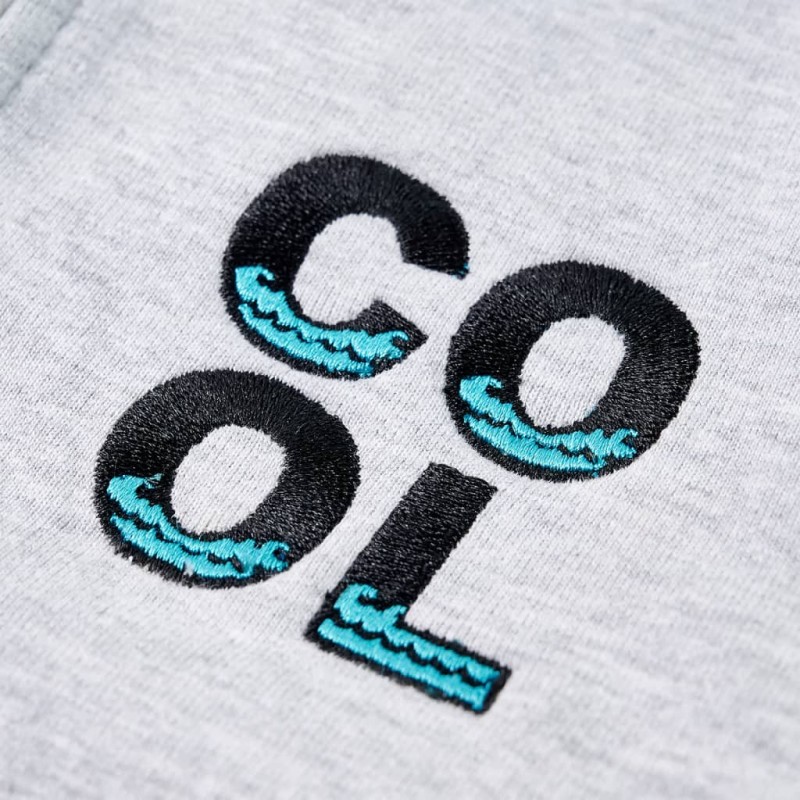 Szürke kapucnis gyerekpulóver cipzárral 140