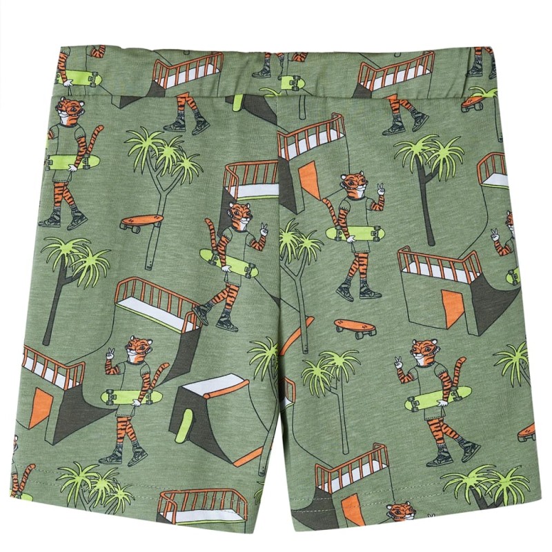 Világos khaki rövid ujjú gyerekpizsama 116