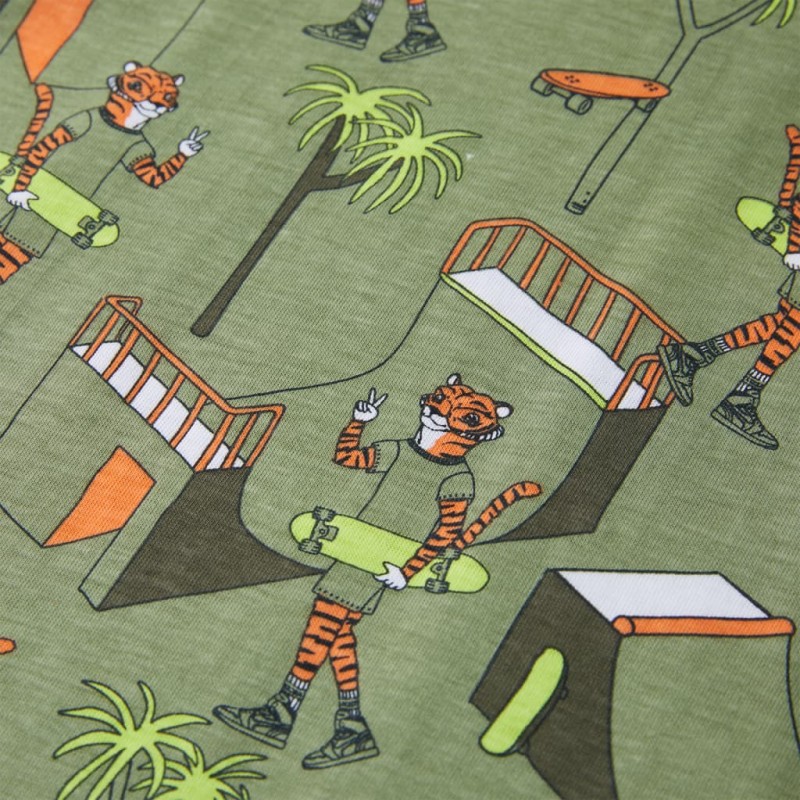 Világos khaki rövid ujjú gyerekpizsama 116