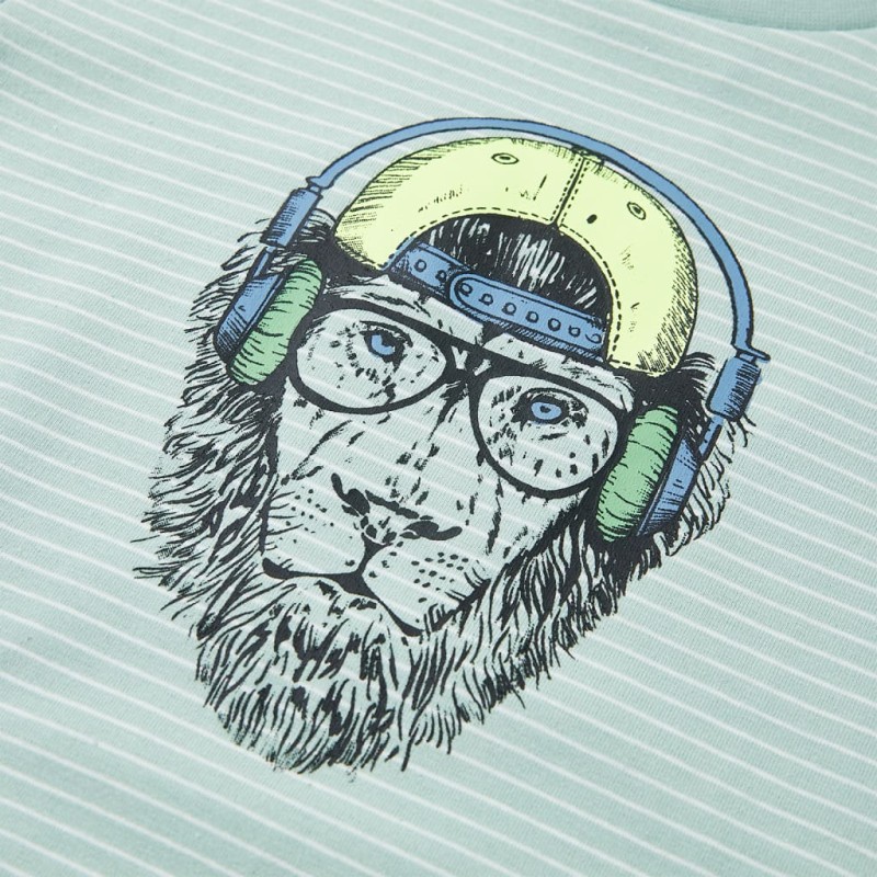 Világos mentaszínű csíkos gyerekpóló 116