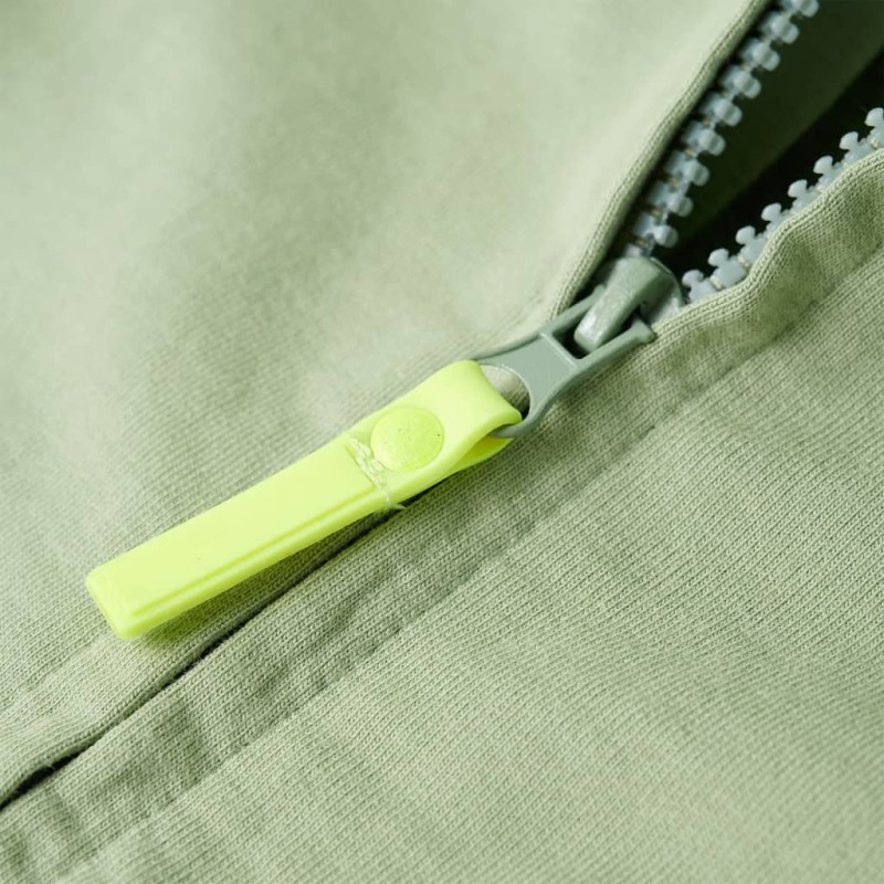 Világoskeki színű kapucnis gyerekpulóver cipzárral 128