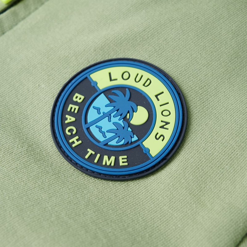 Világoskeki színű kapucnis gyerekpulóver cipzárral 140