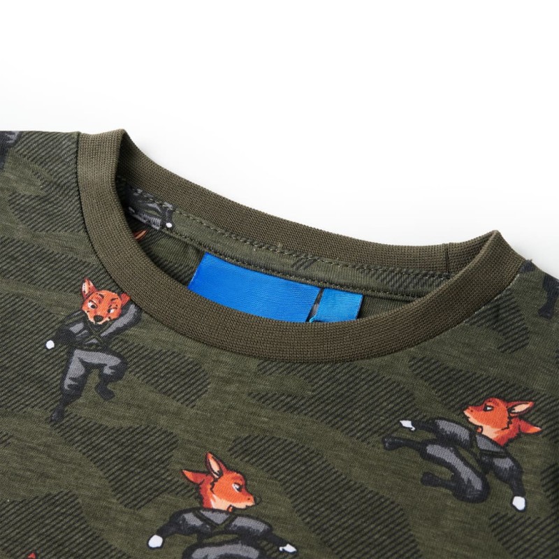 Khaki hosszú ujjú gyerekpizsama 128