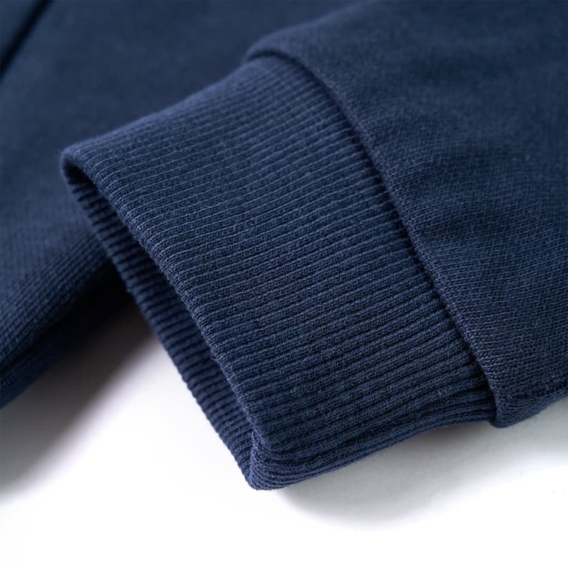 Sötétkék melange és narancs kapucnis gyerekpulóver 92