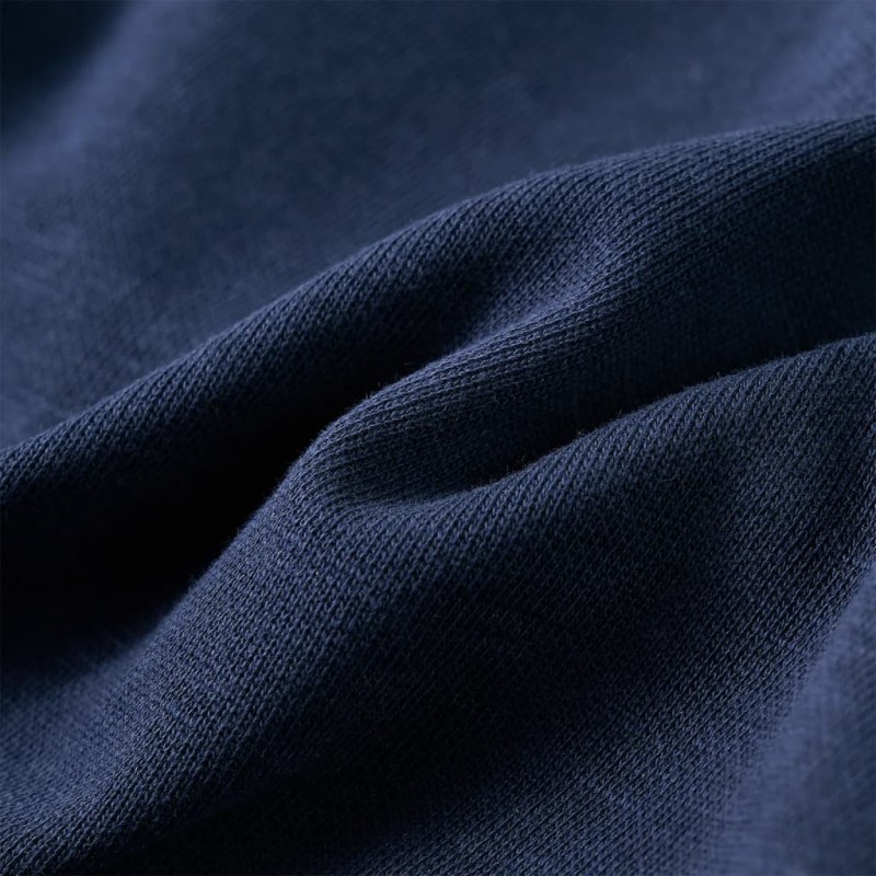 Sötétkék melange és narancs kapucnis gyerek pulóver 104