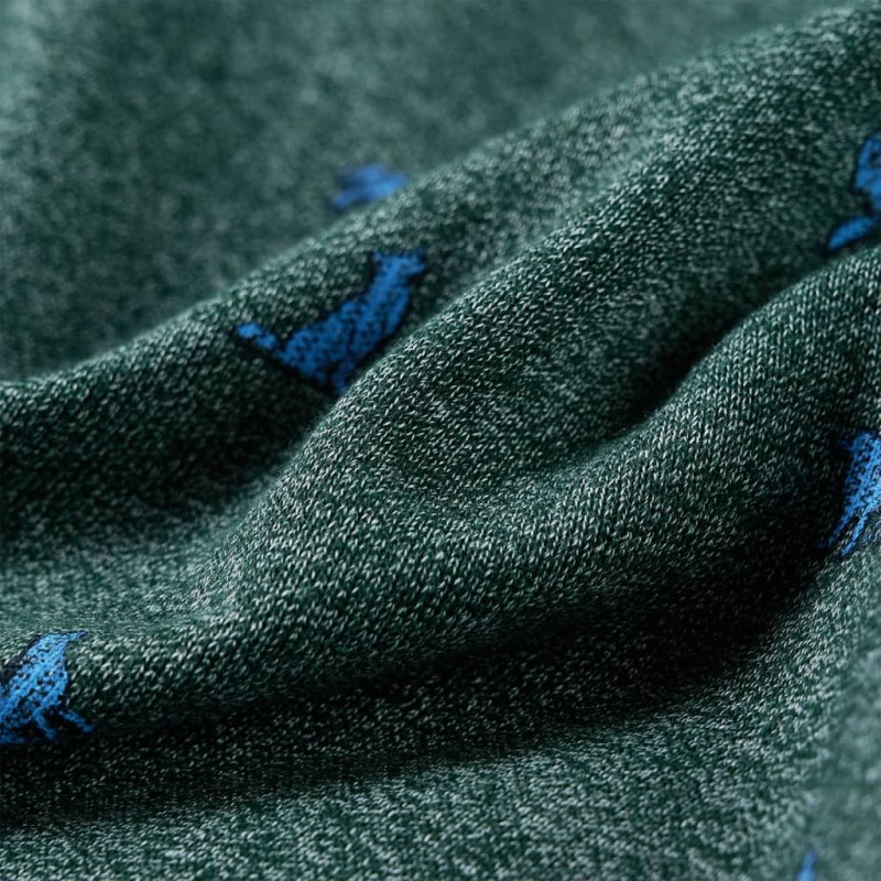 Sötétzöld melange gyerekpulóver 116