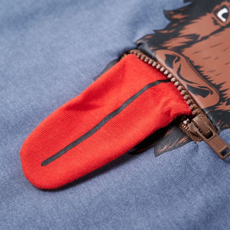 Kék melange kapucnis gyerekpulóver 92