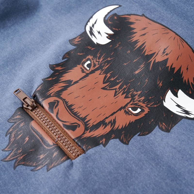 Kék melange kapucnis gyerekpulóver 140