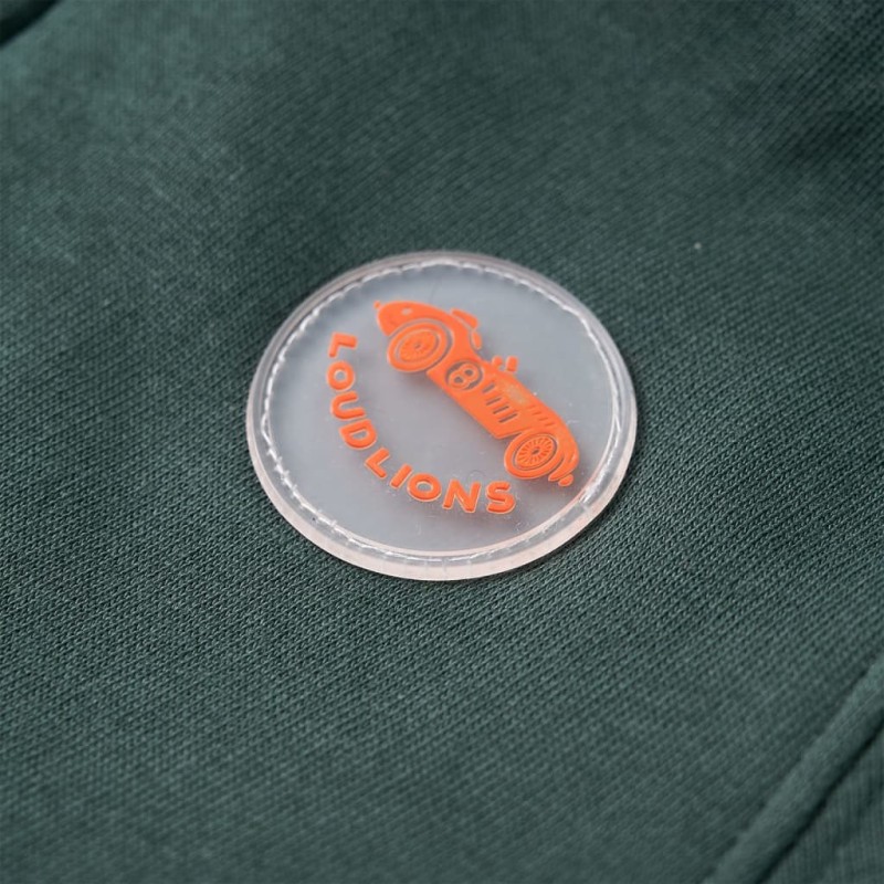 Sötétzöld kapucnis gyerekpulóver cipzárral 104