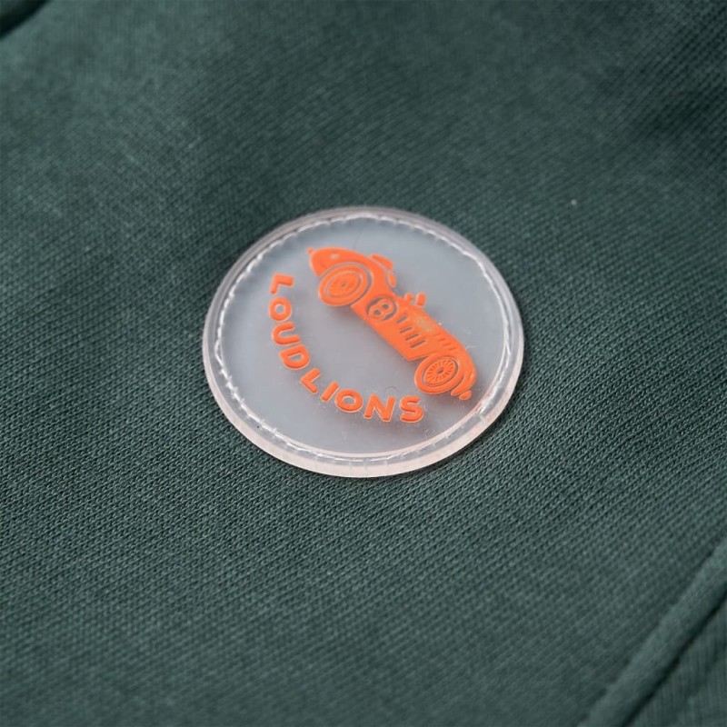 Sötétzöld kapucnis gyerekpulóver cipzárral 128