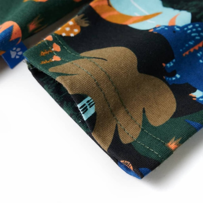 Sötétzöld hosszú ujjú gyerekpizsama 128