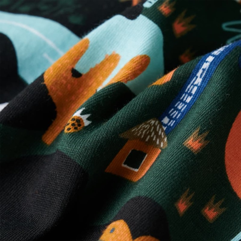 Sötétzöld hosszú ujjú gyerekpizsama 128