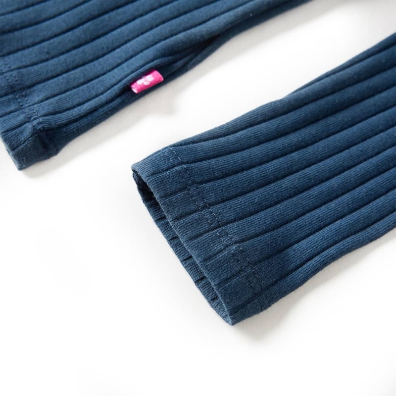 Tengerészkék hosszú ujjú bordázott gyerekpóló 92