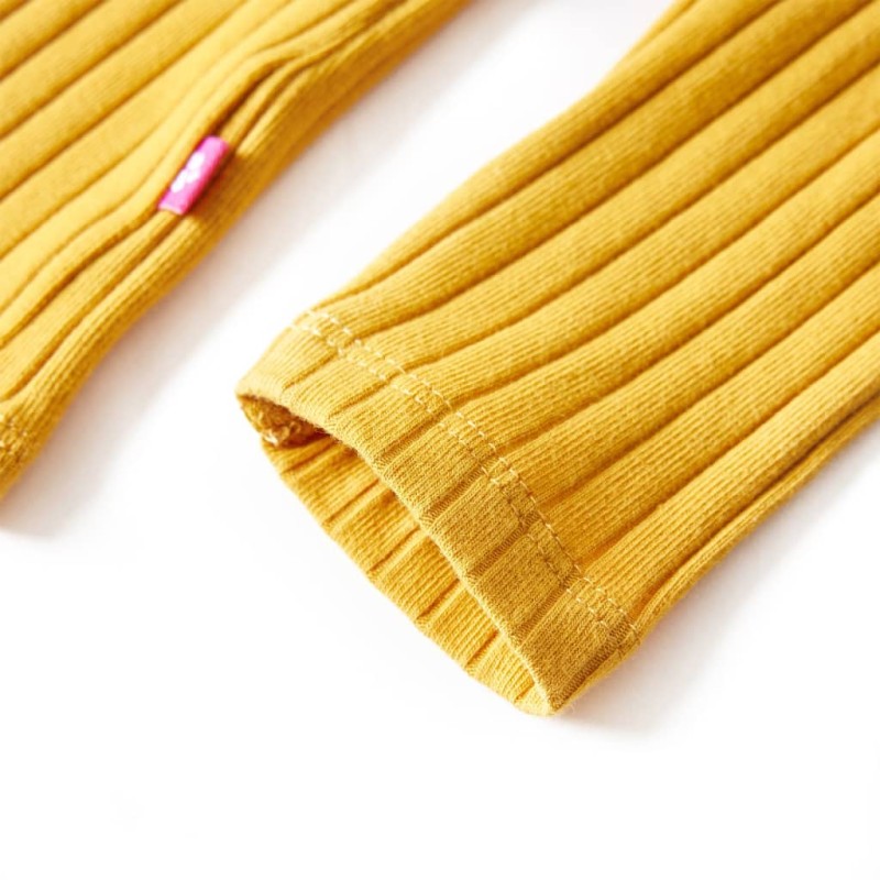 Sötét okker hosszú ujjú bordázott gyerekpóló 92