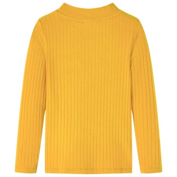 Sötét okker hosszú ujjú bordázott gyerekpóló 128