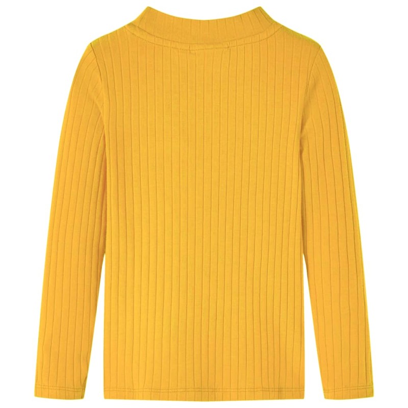 Sötét okker hosszú ujjú bordázott gyerekpóló 140