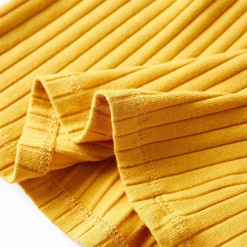 Sötét okker hosszú ujjú bordázott gyerekpóló 140