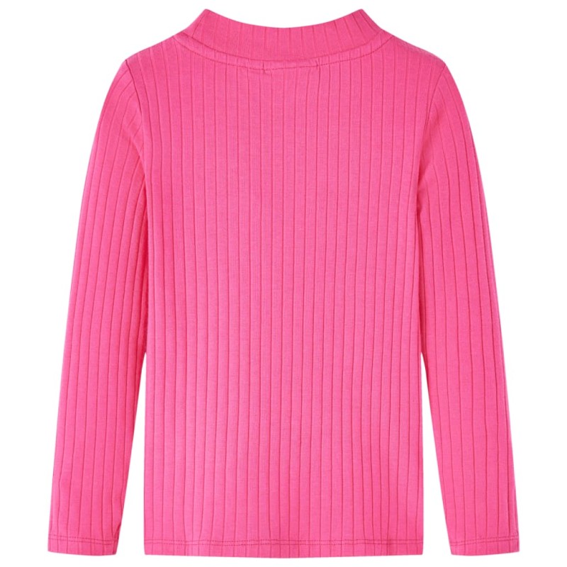 Élénk rózsaszín hosszú ujjú bordázott gyerekpóló 128