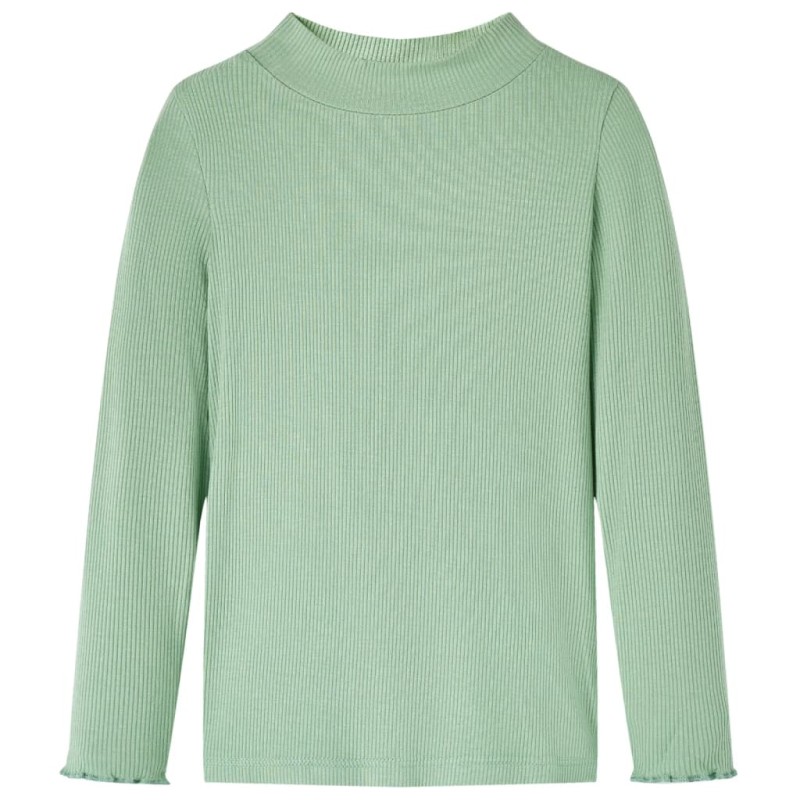 Sötétmenta színű hosszú ujjú gyerekpóló félgarbós nyakkal 92