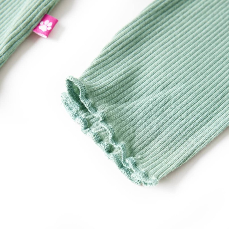 Sötétmenta színű hosszú ujjú gyerekpóló félgarbós nyakkal 92