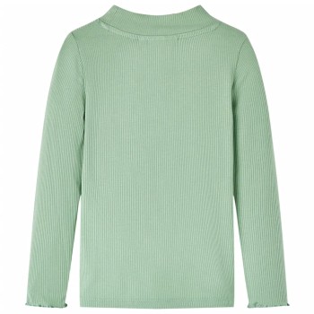 Sötétmenta színű hosszú ujjú gyerekpóló félgarbós nyakkal 116