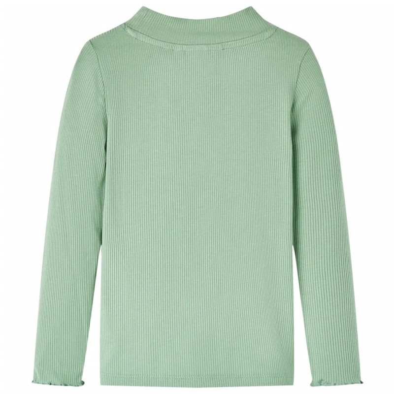 Sötétmenta színű hosszú ujjú gyerekpóló félgarbós nyakkal 140