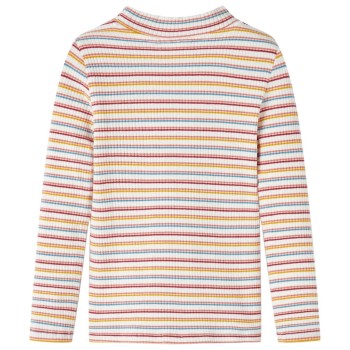 Ekrü színű hosszú ujjú gyerekpóló félgarbós nyakkal 140