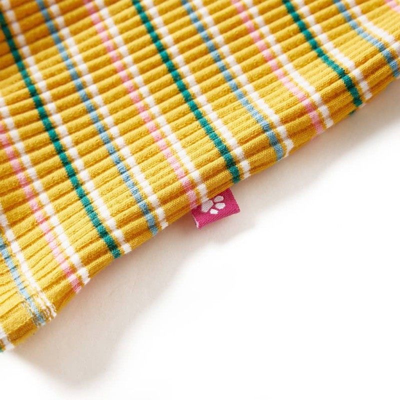 Okkersárga hosszú ujjú gyerekpóló félgarbós nyakkal 92