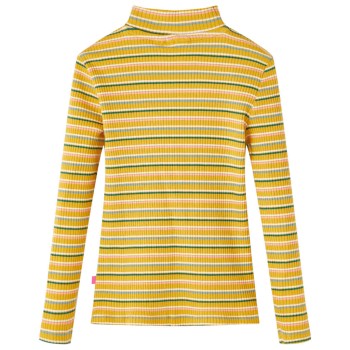 Okkersárga hosszú ujjú gyerekpóló félgarbós nyakkal 104