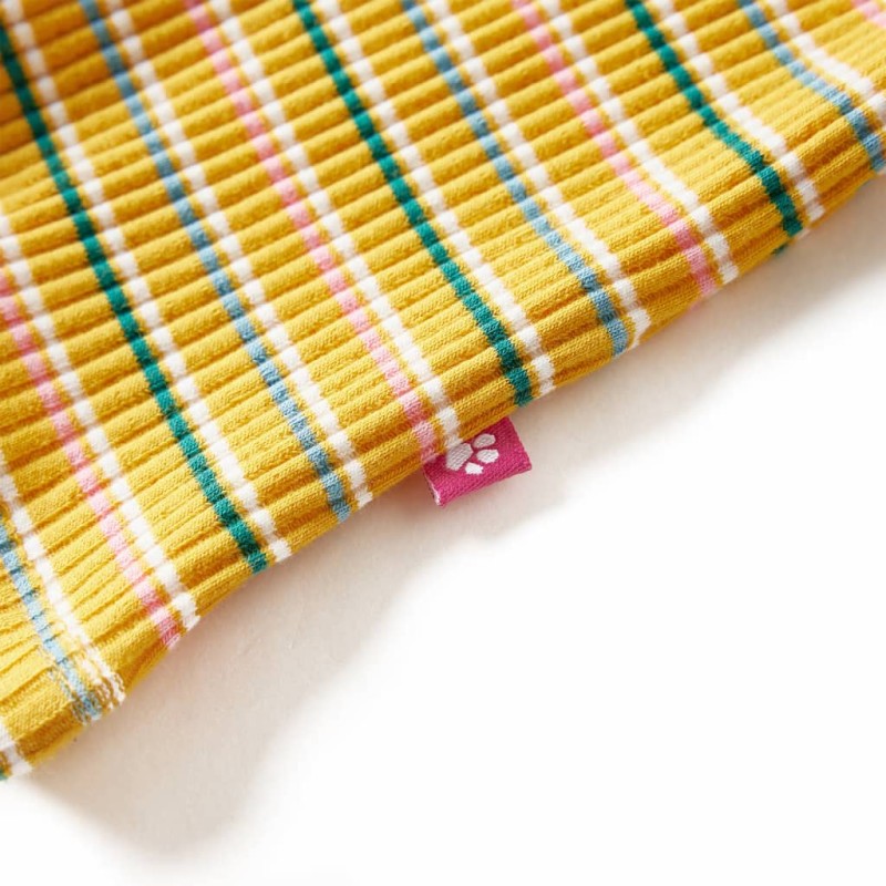 Okkersárga hosszú ujjú gyerekpóló félgarbós nyakkal 140