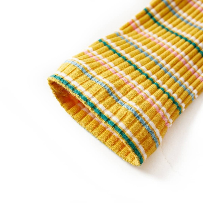 Okkersárga hosszú ujjú gyerekpóló félgarbós nyakkal 140