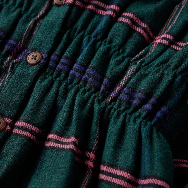 Sötétzöld hosszú ujjú gyerekruha fodrokkal 92